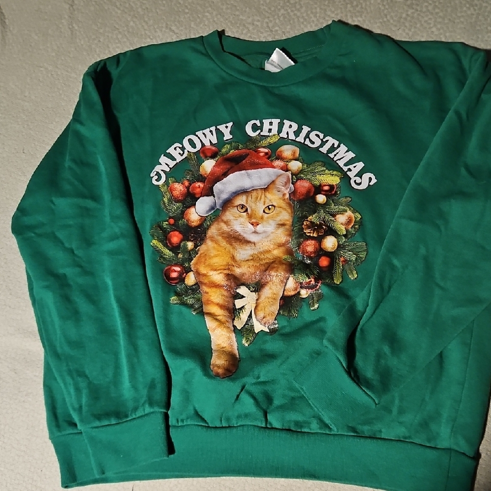 Green Christmas Cat Sweater